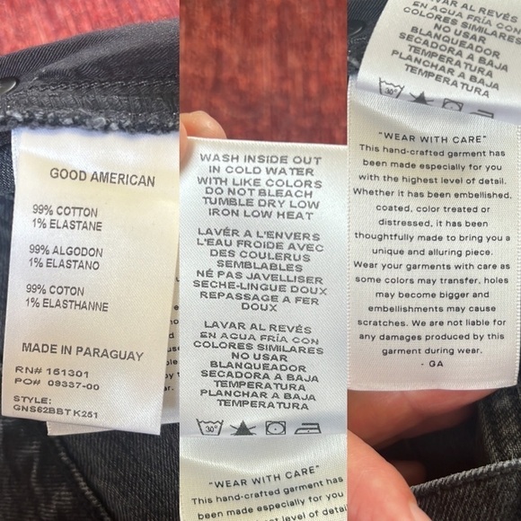 GOOD AMERICAN Good 90s Raw Hem Short NWT Black Size 12 - Picture 12 of 14